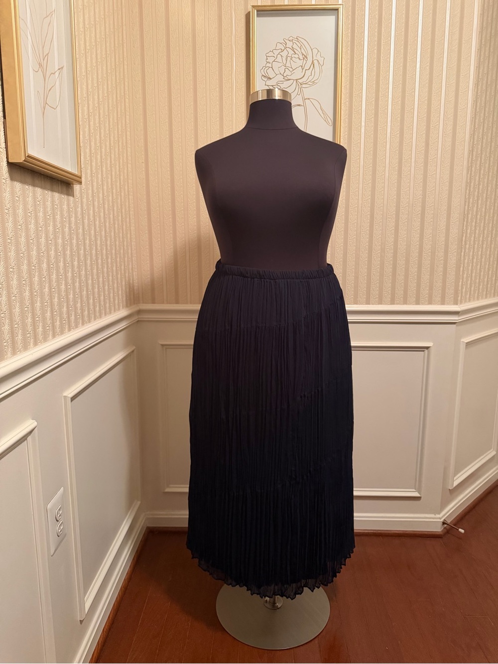 CJ Banks Black Pleated Midi Skirt